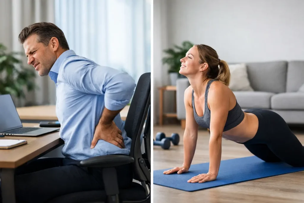 Ból pleców od siedzenia – ćwiczenia, które pomagają